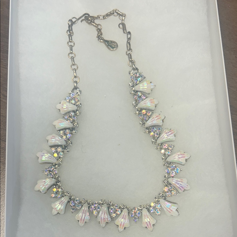 Vintage Goldtone Coro White and Iridescent Necklace